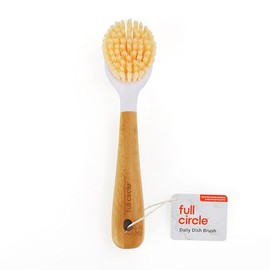 Full Circle Be Good - Cepillo para Polvo para Platos con Mango de bambú, Limpieza sostenible de Cocina con cerdas Resistentes, Limpiador de Platos Natural y Limpiador de Hierro Fundido, Cepillo para