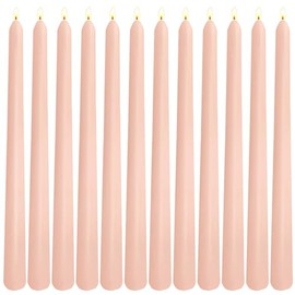12 Pack 10 inch Soft Peach Taper Candles, Unscented Dripless Candlesticks Bulk for Home Dinner Wedding Romantic, Long-Lasting Burn Time of 7-8 Hour