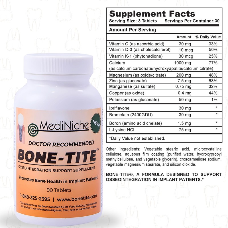 MediNiche Bone-Tite Osseointegration Support Supplement I Key Vitamins, Minerals, and