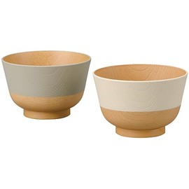 Kano 17019 Gentle Coloring, Antibacterial Soup Bowl, 11.2 fl oz (330 ml) x 2, Ama-colored and Noriro