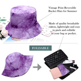 KQueenStar Women Bucket Hat - Packable Print Summer Hats Ladies Reversible Fisherman Sun Hat Beach UV Protection