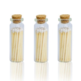Chandler Studio 3 Bottles - 60+ Matchsticks Safety Matches in Jar - Strike On Bottle Glass Jar 2" Inch Matchsticks (20 Matchsticks Jar, Pink) (White, 3 Bottles)