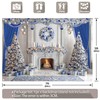 YCUCUEI 7x5ft Fabric Blue Christmas Fireplace Backdrop