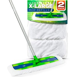 VanDuck Extra Large Cotton Mop Pads Compatible with Swiffer XL Mop - X-Large Wet and Dry Pads Refill, 2-Pack (Handle is Not Included)