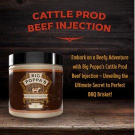Big Poppa Smokers Big Poppa's Cattle Prod Beef Injection C Unleash Flavor & Moisten Beef Recipes C Mouth-Watering Brisket Injection - Use it for Brisket, Chuck Roast, Sirloin Roast, Beef Ribs or Steak (19.7 Oz)