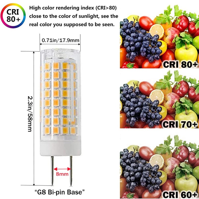 PIPIZHU G8 Led Bulbs 7W, AC120V G8 Bi-pin Base Bulb,