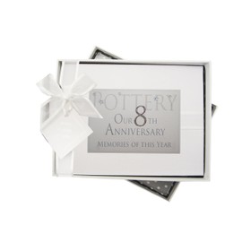 White Cotton Cards 8th Pottery Anniversary Memories of This Year, Small Album, Glitter & Words, Fabric, 16x20.5x4 cm