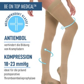 BeOnTop Medical Compression Stockings Women Men Class 1 18-23 mmHg Unisex - Thrombosis Stockings, Support Stockings, Compression Socks, Trombosis Socks, BLUE MED