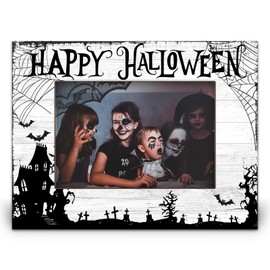 HIWGGSP Happy Halloween Picture Frame Halloween Wooden Picture Frame With Stand, Suitable For 4" X 6" Photos, Colorful Ghost Suitable For Home Bedroom Decoration, Spooky Gifts For Boys & Girls - A04