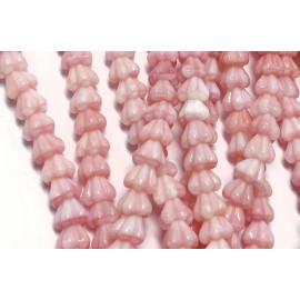 Czech Bead, Flower, 50 Pink Peaches & Cream Czech Glass 6x4mm Baby Bell Cone Cap