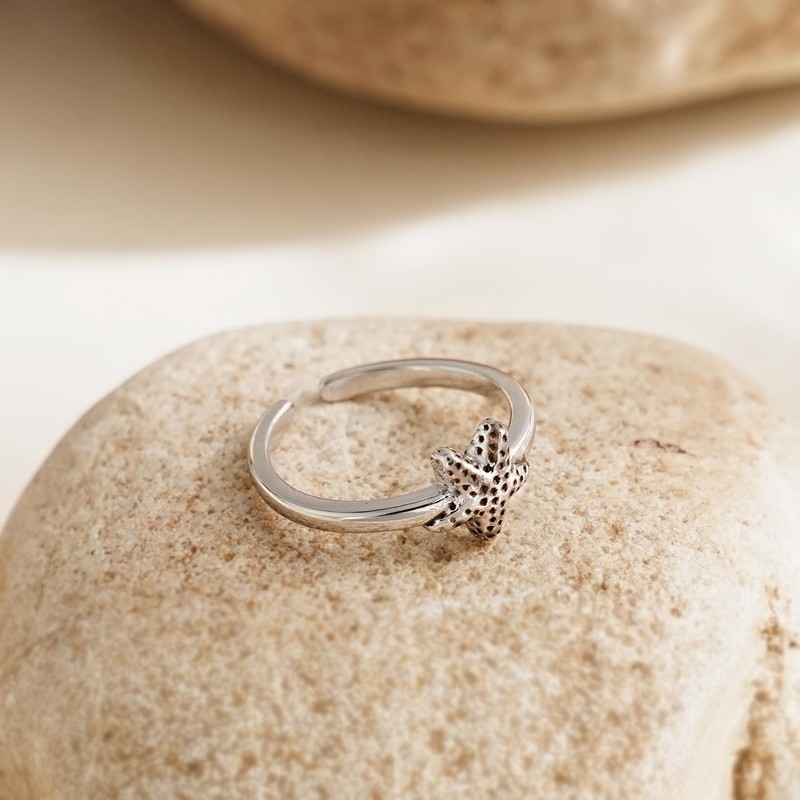 CHIC & ARTSY 925 Sterling Silver Starfish Toe Rings for