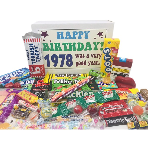 Woodstock Candy ~ 1978 42nd Birthday Gift Box Nostalgic Retro Candy Assortment from Childhood for 42 Year Old Man or Woman Born 1978 Jr