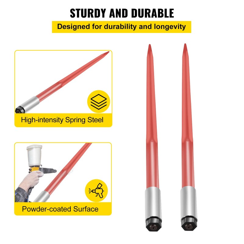 R&D Hardware Pair Hay Spear 43" Bale Spear 3000 lbs