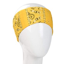 Women's Boho Wide Yellow Bandana Design Headband Bandana Head Wrap Face Mask