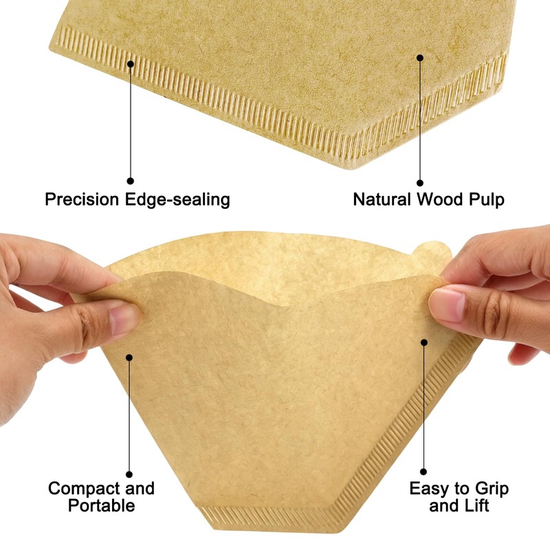 400 Count #4 Cone Coffee Filters, Unbleached Natural Paper 8-12