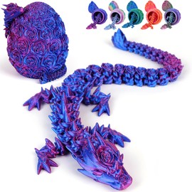 TBOLINE Mothers Day Gifts-3D Printed Rose Dragon Egg,Rose Dragon in Egg Gifts for Mom,Articulated Dragon Crystal Dragon in Egg,Adults Fidget Dragon Egg Toys for Autism ADHD, Red Blue