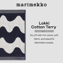 MARIMEKKO Lokki Terry Cotton Hand Towel (Dark Blue) – Waves Patterned Hand Towels – 28 in x 20 in