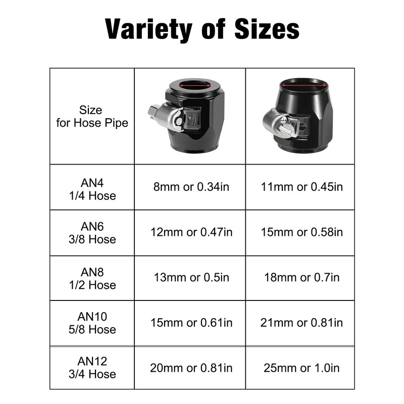 EVIL ENERGY 10AN Hose Finisher Clamp Aluminium Black for Stainless