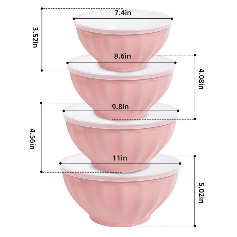 JCXivan Mixing Bowls with Lids Set,4 Piece Large Plastic Nesting