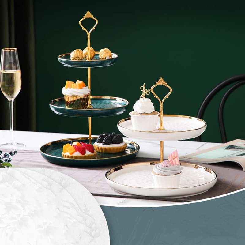 Aebor 3 Tier Round Porcelain Tiered Cupcake Stand, Tiered Serving