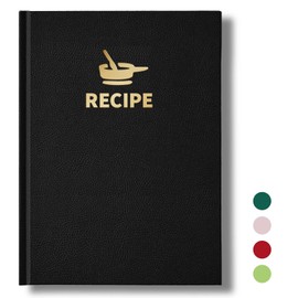 TSFPapier Hardcover Recipe Book Blank 7”x9.6” B5 Recipe Journal Cookbook 100GSM Thick Paper 160Pages Family Cooking 80+ Recipes Baking DIY Leather Cover Homemade Personal Notebook Black
