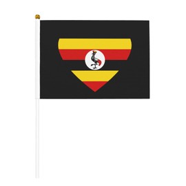 Flag of Uganda Heart Small Mini Flag Party Decoration Flag Holding Flag 5x8 in Ten Piece