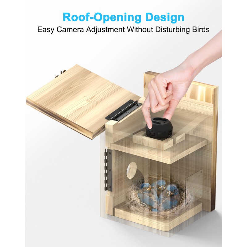 Bird House with Camera Solar Powered,2K HD Wi-Fi Bird Watching,