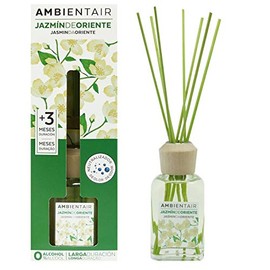 Ambientair Difusor de Varillas 100 ml Aroma Jazmín Blanco Aromatizante de Ambiente Floral y Elegante con Varillas de Ratán Natural