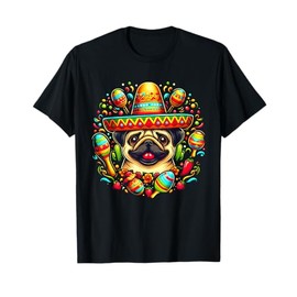 Funny Pug Cinco De Mayo Cute Mexican Dog Sombrero T-Shirt