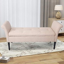 Haobo Home Storage Ottoman Bench Bedroom Bench Bed Entryway Hallway Chest/Footrest/Padded Seat (O70324-TAN, TAN)