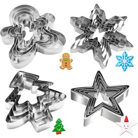 20-Piece Cookie Cutters Christmas Cookie Cutters, Stainless Steel, Cookie Cutters, Fondant Cookie Cutters, Gingerbread Man Star Snowflake Christmas Tree Cookie Cutter