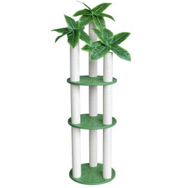 MAOHEGOU 68 inch Waterproof cat Tower, Cylindrical Outdoor cat Tree with Green Leaves,Plastic Board and cat Scratching Post,Used in Catio,Deck,Patio