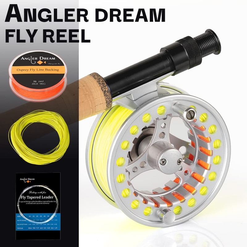 AnglerDream 3 4WT Fly Reel with Line Combo Large Arbor