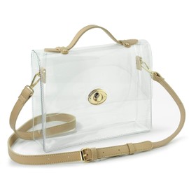 Hoxis Summer Beach Transparent PVC Twist Lock Shoulder Bag DIY Decoration Transparent Nude Small, nude