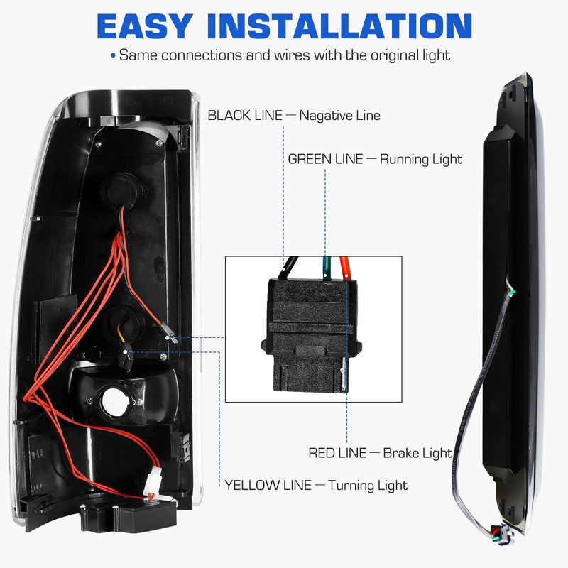 Gubebaili Tail Light + 3rd Brake Light Kit Fit for