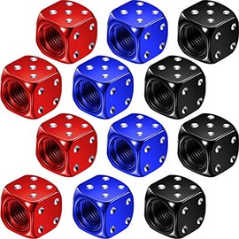12 Pieces Aluminum Dice Valve Aluminum Dice Style Valve Stem Caps Car Motorcycle Tire Caps Bicycle Dust Caps Multicolored Caps Car Motorcycle Bicycle Tire Dust Caps,0.47inch (Black, Red, Blue)
