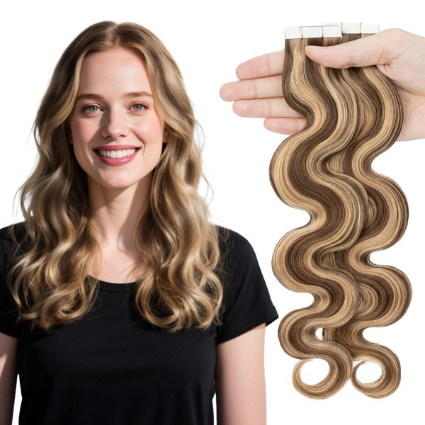 Elailite Wavy Tape in Hair Extensions Human Hair Body Wave