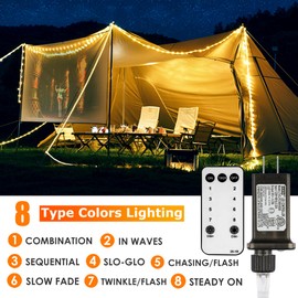 Connectable 66ft 800 LED Rope Lights Outdoor, Warm White Strip Lights Plug in, Outdoor String Lights Waterproof Decorative Lighting for Deck Patio Yard Garden Pathway Pool Camping Room Indoor Décor