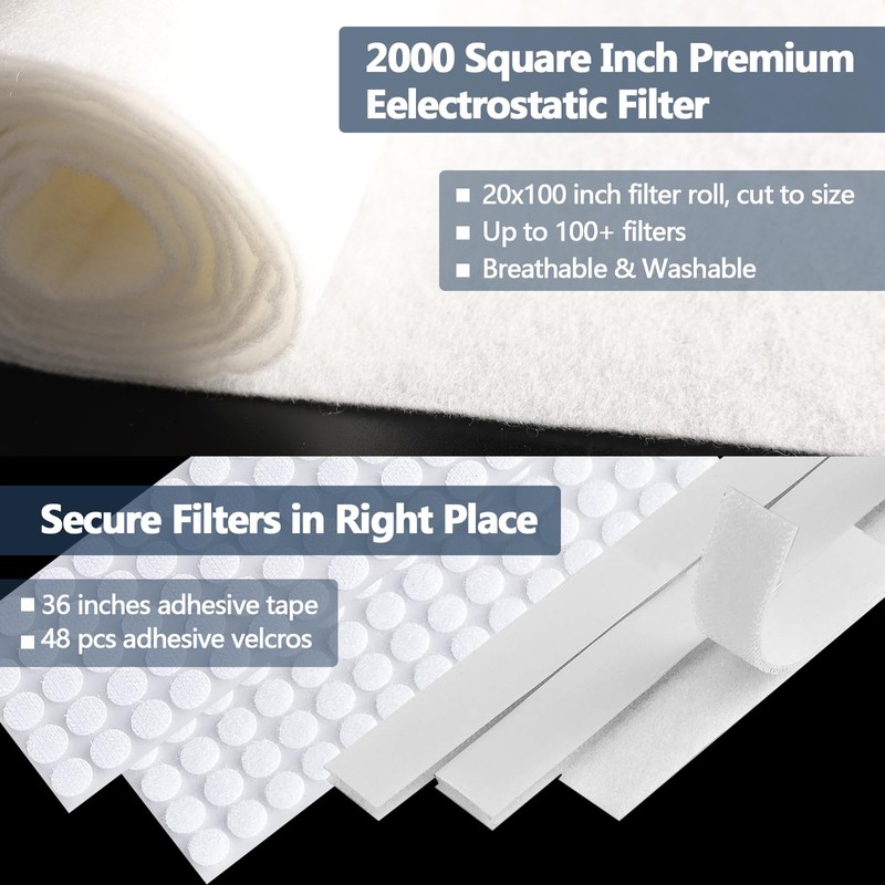 Air Vent Filter 20x100 Inch, Cut to Fit (50+filters) Air