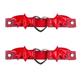 YunPeng Women's Adjustable Leather Garter Gothic Punk Heart Leg Thigh Harness Garter 2pcs Red