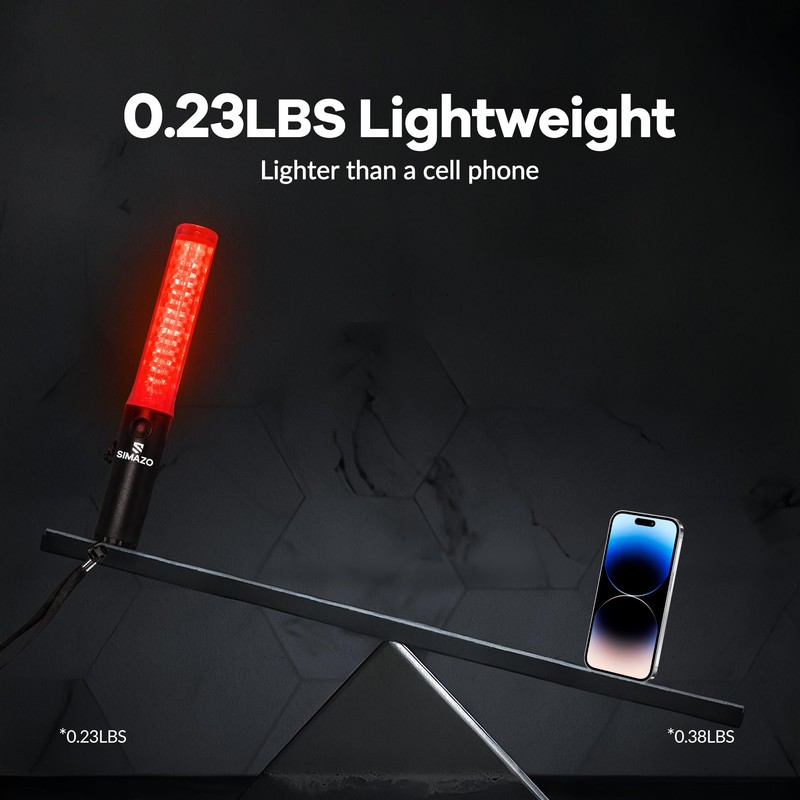SIMAZO 10 Inch Rechargeable Traffic Wand, Red Traffic Control Baton