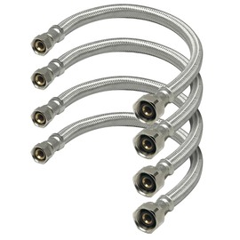 Highcraft Faucet Hose Connector 12" Length, 1/2" IPS X 3/8" Comp FIP Flexible Braided Stainless Steel Supply Line, Bathroom Kitchen Sink Extension Lead-Free (4 Pack)