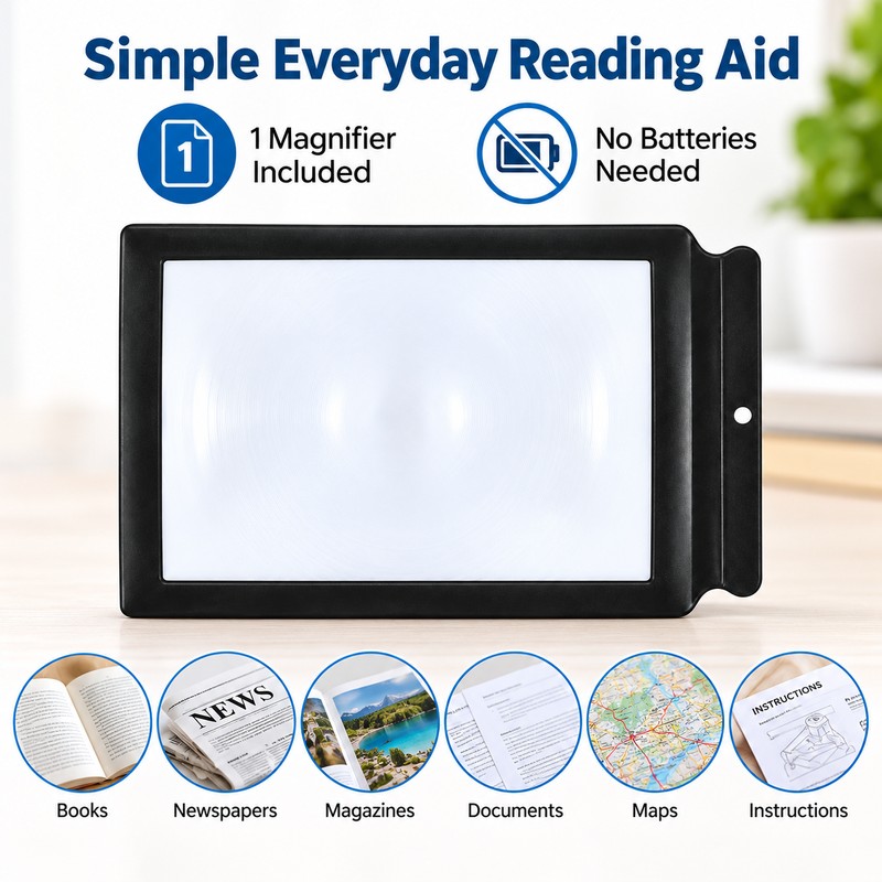 Large Full Page Magnifying Glass for Reading, Lightweight Handheld Reading
