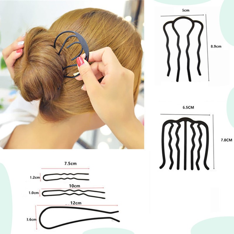 Roczential夜会巻きコーム 髪留め やかいまき コーム ヘアアレンジスティック 5枚セット シンプルデザイン 黒色 ヘアアクセサリー 髪飾り