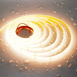 JOYLIT 24V COB LED Strip Lights Waterproof 3000K 550LM/FT Super Bright 16.4ft 2400LEDs CRI 95+, UL PRO 90W Dimmable Warm White Adhesive LED Tape for Commercial, Residential