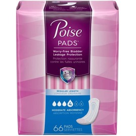 Poise Pad, Moderate Absorbency, Regular, 66ct - 4 Pack