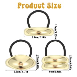 KFHENSOMR Metal Geometric Gold Hair Ties, 6pcs Stretchy and Non-Damage Ponytail Cuff Holders, Elastic Fashion Gold Hairs Ties, Metal Ponytails Hairs Cuffs for Thick Hair