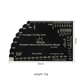 RuiJOTWAT 8-in-1 Guitar String Action Gauge Fret Rocker Ruler Luthier Tool for Electric Bass Guitar