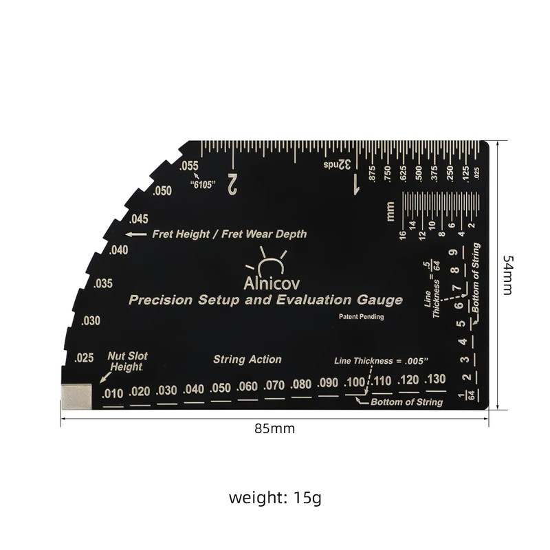RuiJOTWAT 8-in-1 Guitar String Action Gauge Fret Rocker Ruler Luthier