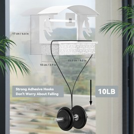 Metal Window Bird Feeder for Outside – Hanging Wild eeder with Strong Suction Cups, 5 Color Options Easy-Fill Design for Watching (White 2Pack)